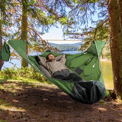 Flat Sleep Hammock Tent With Bug Net And Suspension Kit Outdoor Camp Super Long 