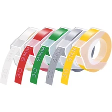 5PK Clear Red Green Silver Yellow for Dymo Label Makers 3D Embossing Tapes 3/8"