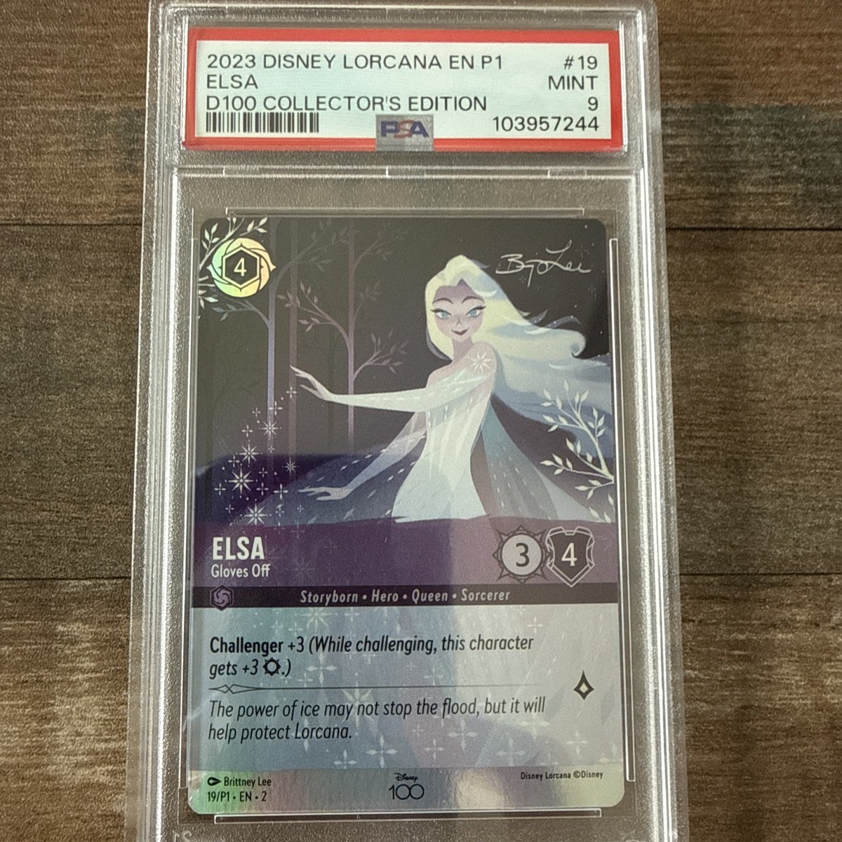 Elsa Gloves Off 19/P1 Disney Lorcana D100 Alternate Art #19 PSA 9