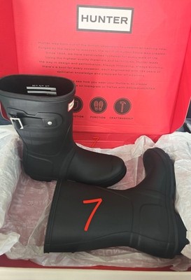 Hunter Waterproof Black Buckle Pull On Men's Rain Boots Rubber Size 7