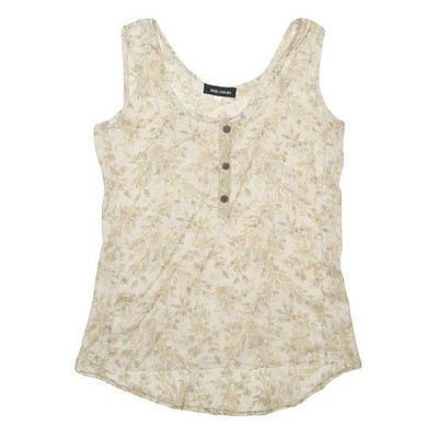 SISSEL EDELBO Damen Cream Blumen Top Ärmellos Rundhalsausschnitt Seidenmix S