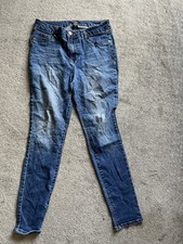 Womens D Jeans Skinny 12 Mid Rise Stretch Black Cotton Blend Solid Women