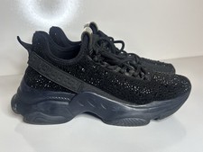 Steve Madden Womens Maxima Rhinestone Sneakers Sz 7 Black Bling Fashion Sport