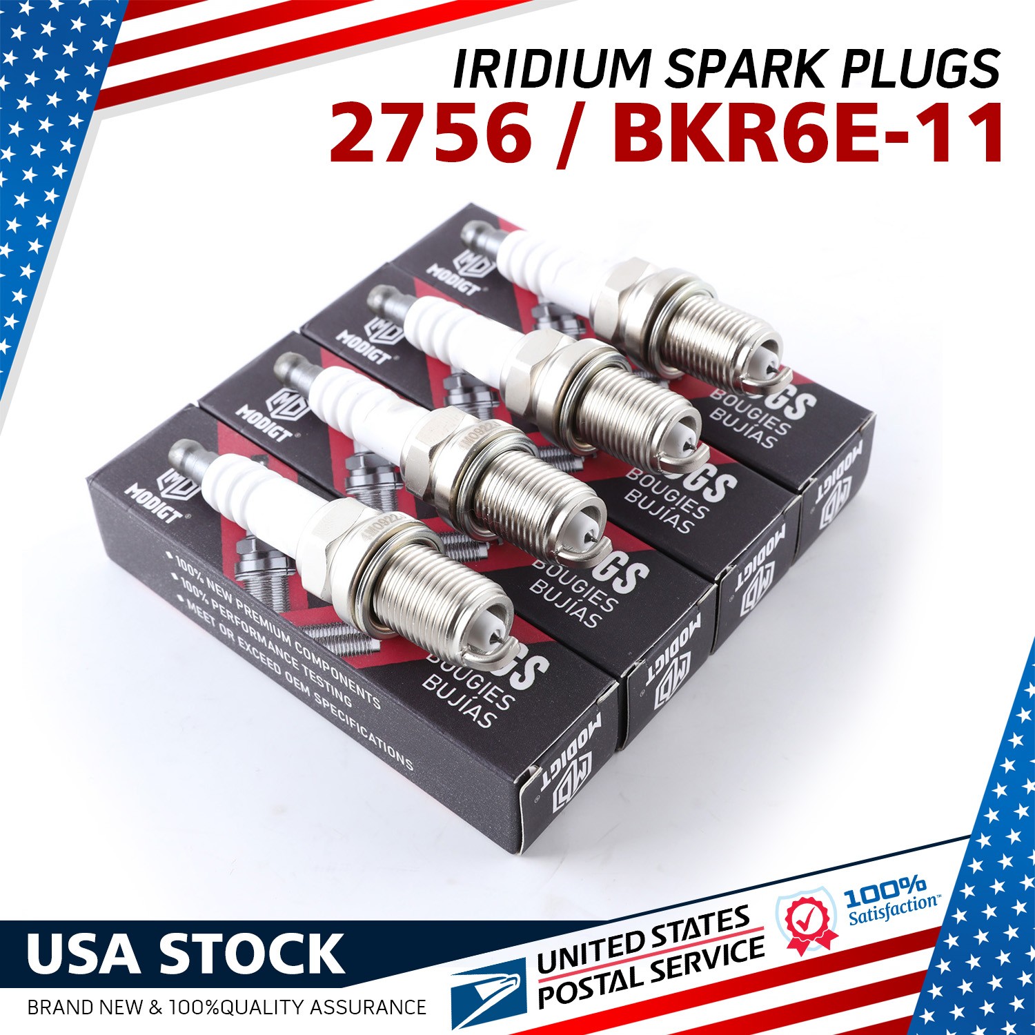 Genuine Fit NGK Spark Plug BKR6E-11 2756 For Honda 98079-5614E GL1800 OE Quality