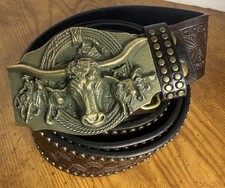 Cowboy Men's Brass studded Belt Brown 48in