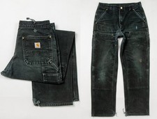 Vintage Carhartt USA Jeans Black Denim Distressed Carpenter Pants 32 x 31