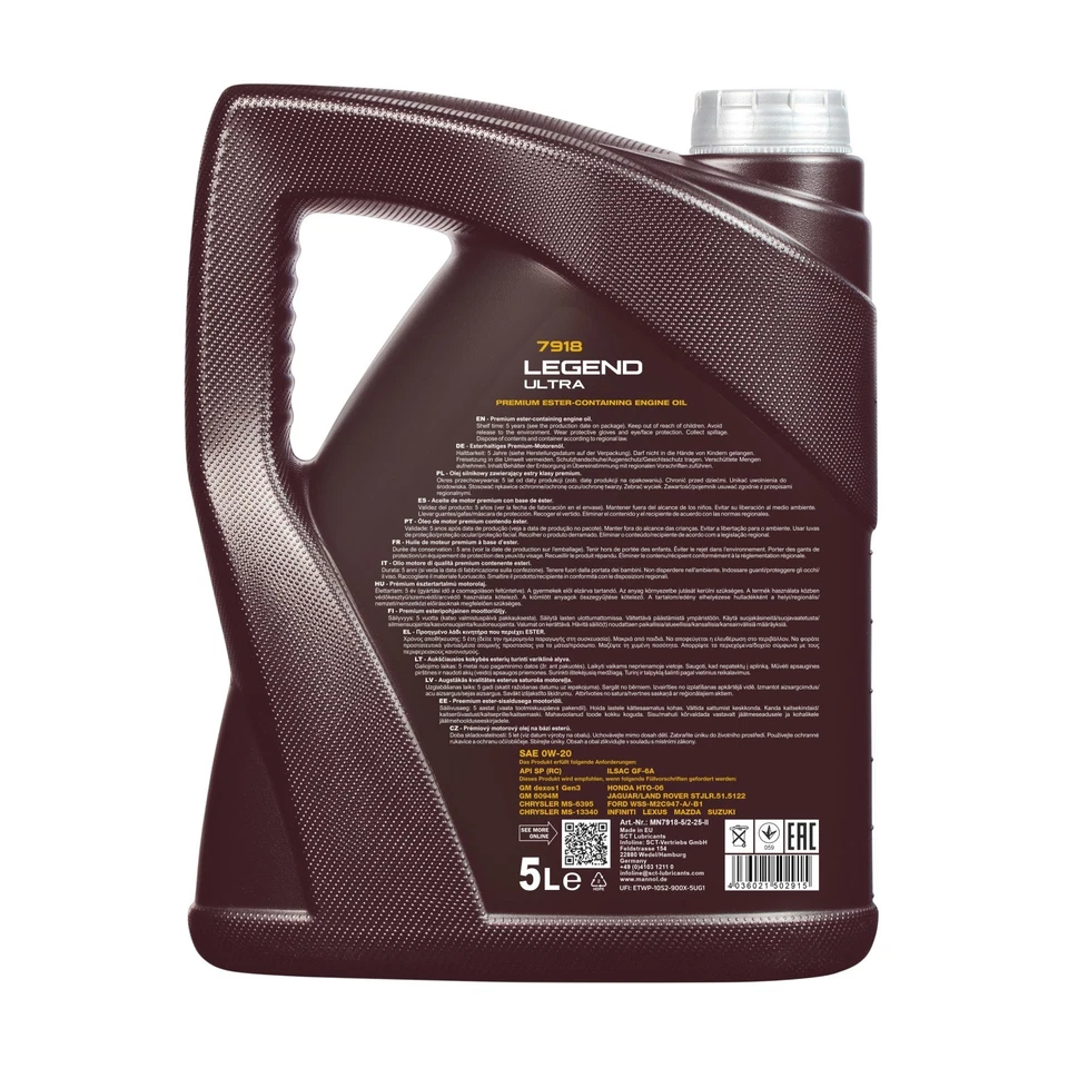 Mannol 7918 Legend Ultra SAE 0W20 , Api Sp RC, 5 Litre - Photo 2/3