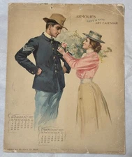1899 Armour’s Army & Navy Art Calendar – Complete 6 Pages – Spanish–American War