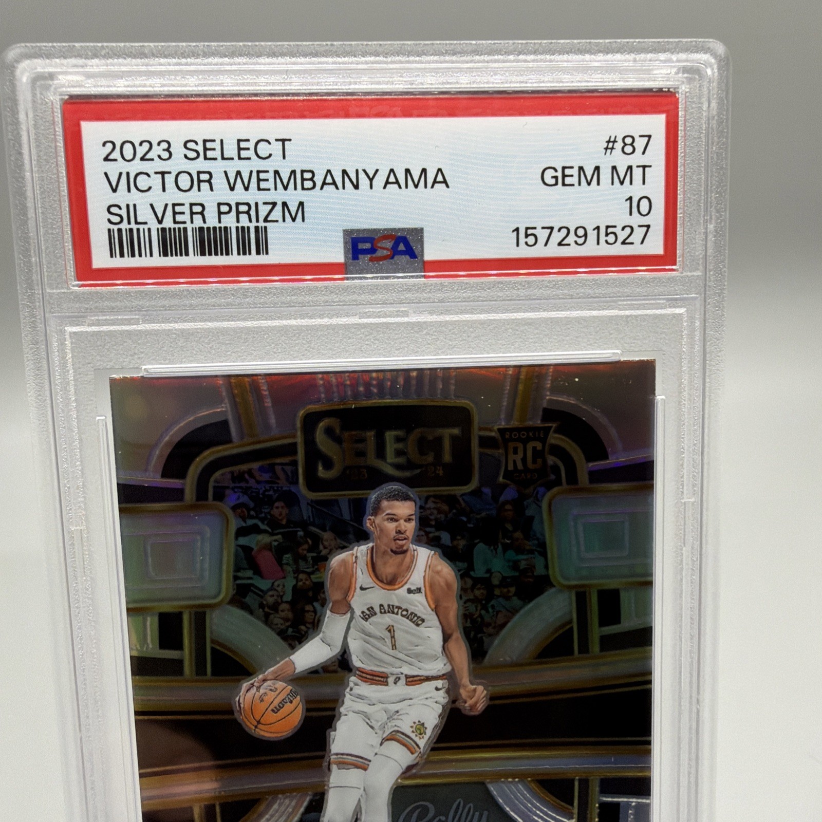 2023 Victor Wembanyama Select Concourse Silver PSA 10 #87 RC view 3