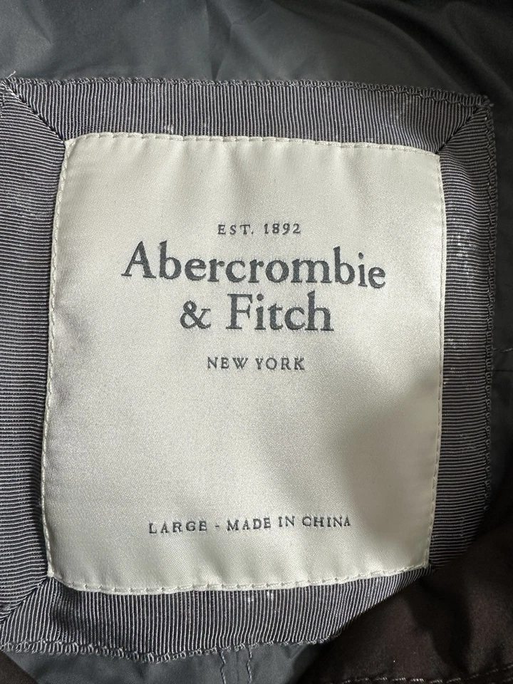 ABERCROMBIE & FITCH Women's Down Puffer Quilted Brown Faux Fur Hood Coat Large - Image 3 of 4