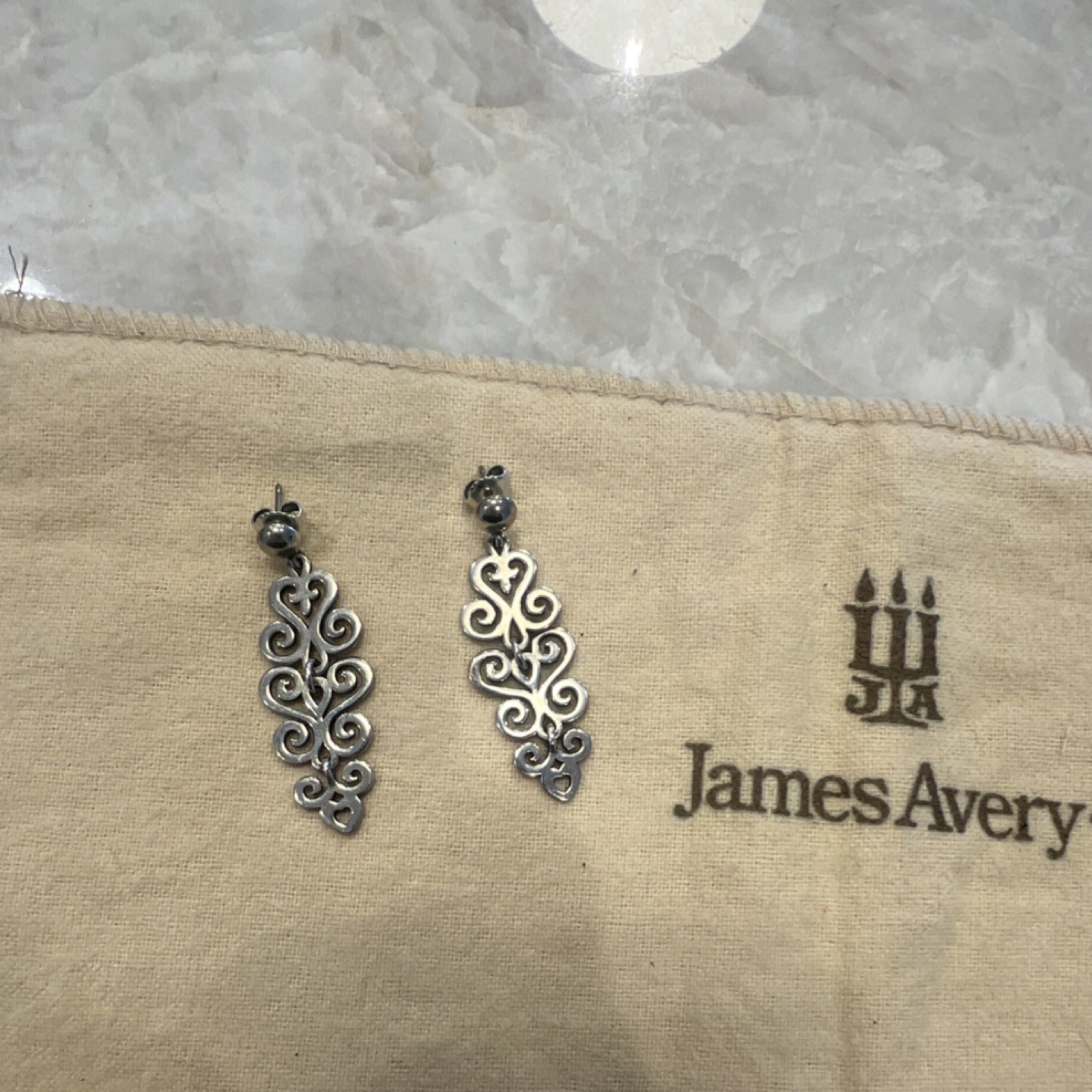 James Avery retired Sterling Silver Spanish Scroll Lace  Earrings with backs
