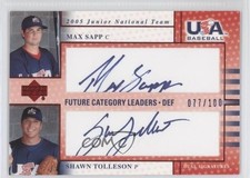 2005 Upper Deck USA Baseball Blue Ink 77/100 Max Sapp Shawn Tolleson Auto 0p8
