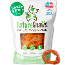Nature Gnaws USA Turkey Tendon Rings for Dogs 8oz - Delicious Grain Free Rewa...