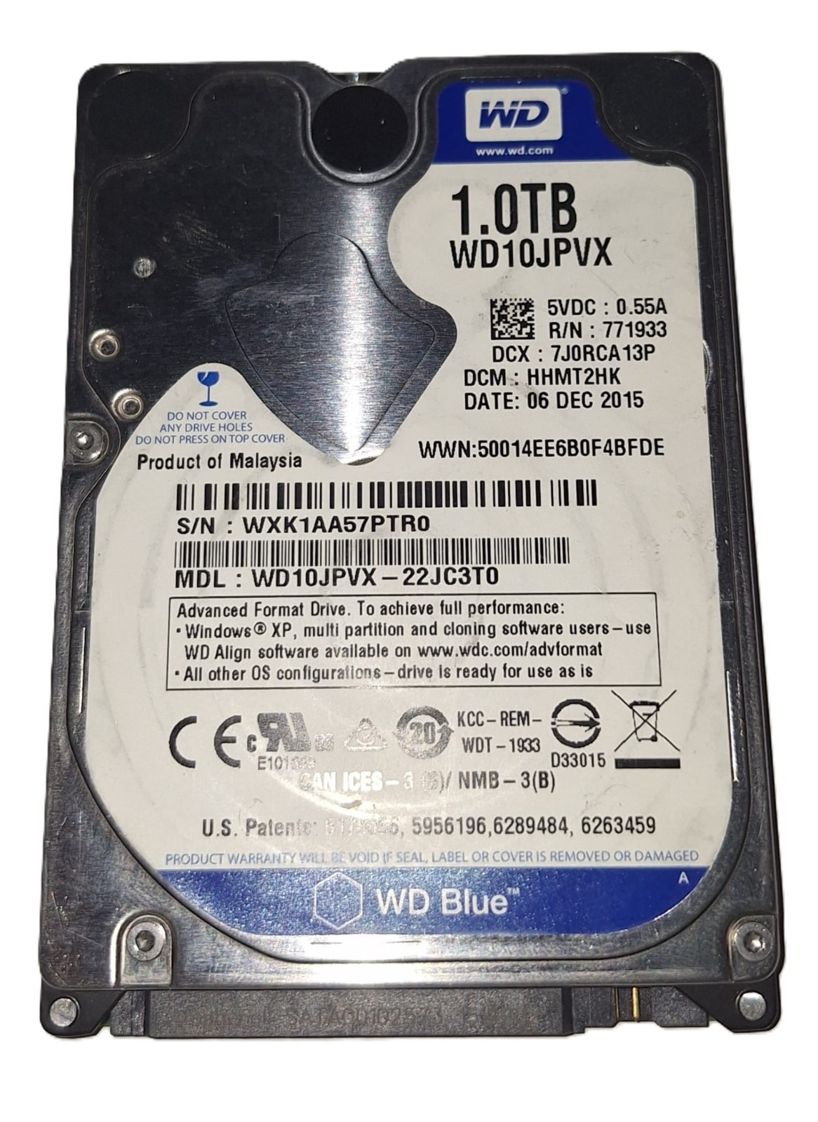 HDD 1TB (1000GB) WD Blue da 2,5" SATA 3.0 da 5400rpm modello WD10JPVX