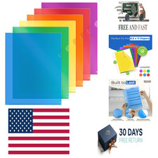 Clear Plastic Document Folders 8.5x11, 12 Pack, Assorted Colors