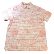 Puma Golf Polo Shirt Mens L Tropical Palm Print Golf Short Sleeve Collar Pink