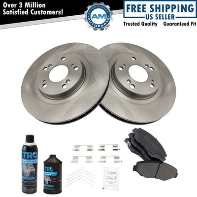 Front Semi Metallic Brake Pad & Rotor Kit w/Fluids for 05-06 Honda CR-V CRV