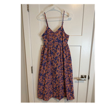 Universal Thread Pink/Blue Floral V-Neck Strappy Midi Sundress, Women's XS