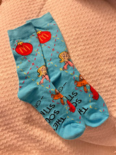 2025 McDonald  s Grinch Blue Collectible Socks Christmas Adult Happy Meal Opened