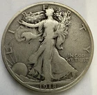 1918-S Walking Liberty Silver Half Dollar $0.50 piece mint mark reverse
