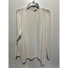 Jostar Womens Cream White Shimmer Open Front Cardigan Slinky Knit Made in USA