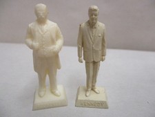 2 Vintage 1960's Marx Presidents Unpainted 1 3/4 Inches Tall Roosevelt  Kennedy
