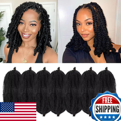 7 Packs 14'' Black Marley Hair Pre-Separated Twist Braiding Springy Afro Kinky