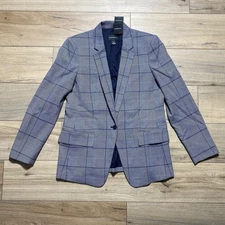 Club Monaco Women Borrem Plaid One Button Lined Blazer Size 12 Gray Mix