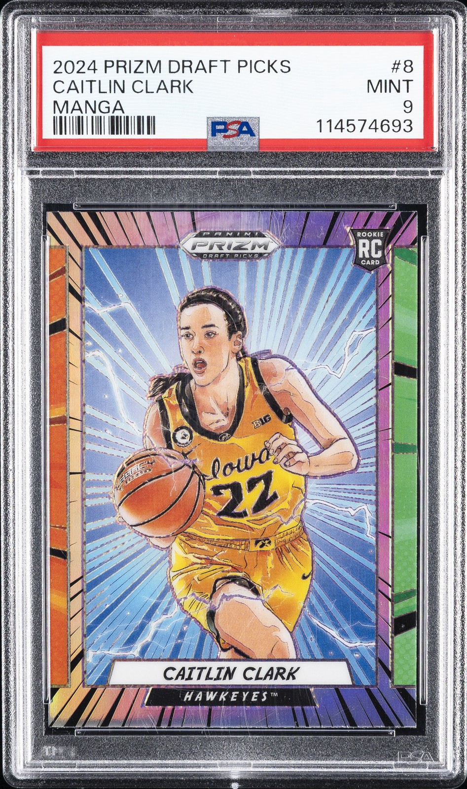 2024 PANINI PRIZM DRAFT PICKS MANGA #8 CAITLIN CLARK PSA 9