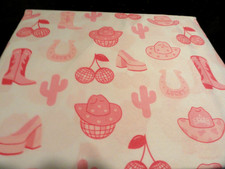 new FULL size 4 pc Sheet set PINK country western COW GIRL Boots Hats Cactus Fun