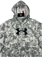 Under Armour Youth Fleece Size Large Gray/White Camo Hoodie Athletic Sweatshirt