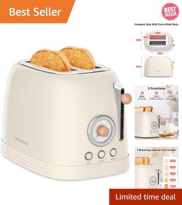 2-Slice Retro Stainless Steel Toaster with Extra-Wide Slots & 6 Shade Settings