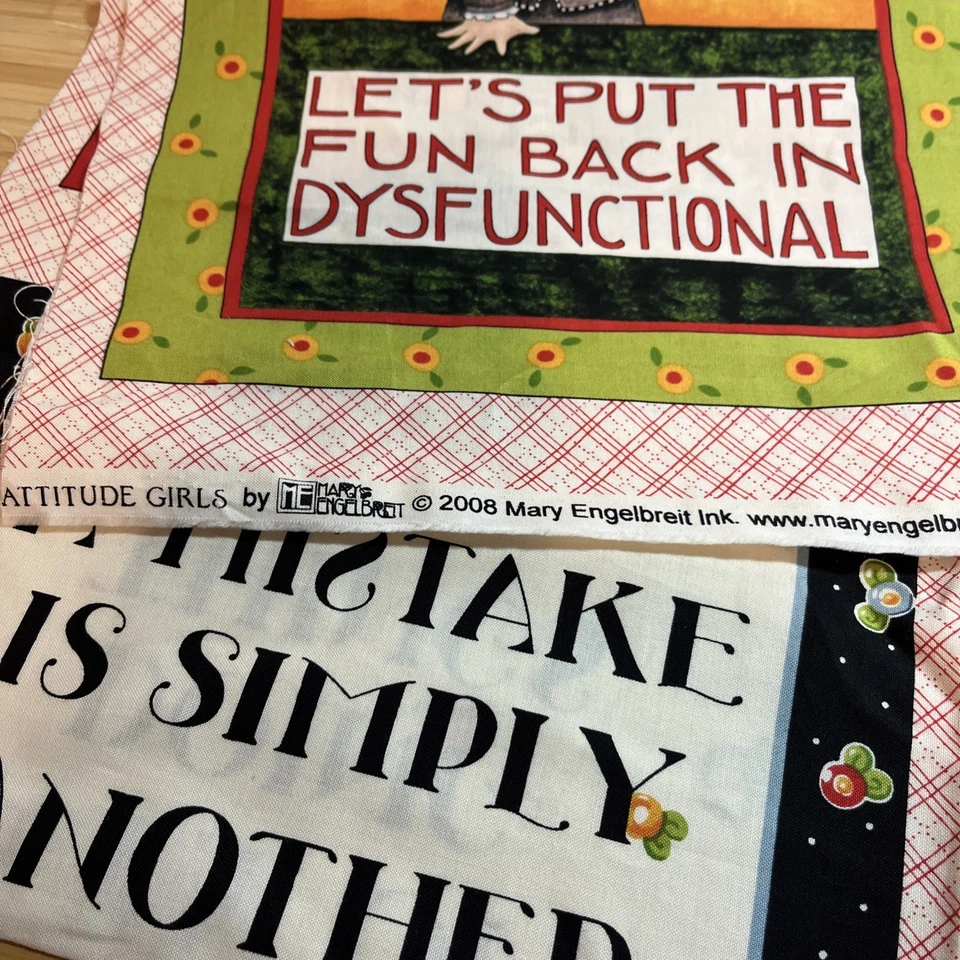 Mary Engelbreit 2008 Attitude Girls Cotton FABRIC 44”x 24” by Moda - Image 3 of 4