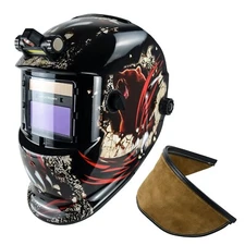 TRQWH Auto Welding Mask with Light & Press Fit Bib Cover, Top Optical Clarity