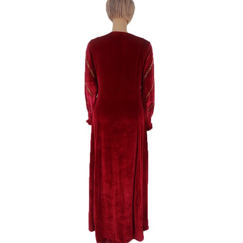 Elegante Maxi Vestido Mujer Terciopelo Africano Dashiki Manga Larga Abaya Fiesta Caftán - Imagen 5 de 18