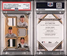 POP 1 2021 Topps Triple Threads Relic Judge, Torres, Stanton Gold /9 RCC-TJS