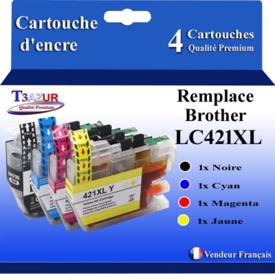 5 Cartouches D'Encre Compatibles Brother LC421XL – Pour DCP-J1050DW, J1140DW, MFC-J1010DW, Lot Économique