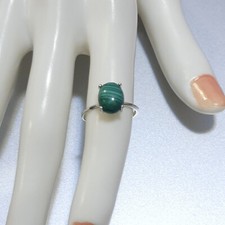 3.75 ctw African Malachite Solitaire Ring in Sterling Silver Size 6