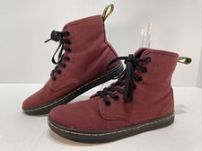 Dr Doc Martens Shoreditch Maroon Red Canvas Air Wair Combat Boots Shoes Womens 6