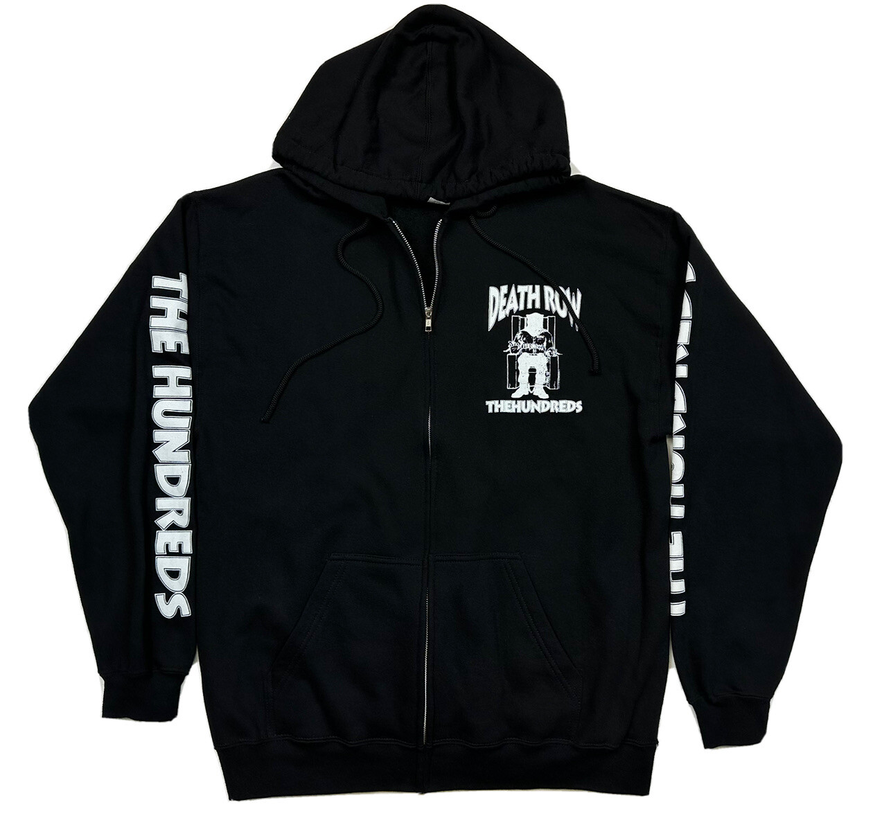 FILA Felpa con cappuccio The Hundreds X Death Row con cerniera nera limitata grande
