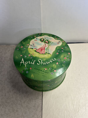Vintage 1940s Cheramy New York April Showers Empty Powder Box Tin | eBay