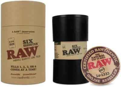  RAW SIX SHOOTER 1 1/4 SIZE CONES   CONE LOADER FILLING DEVICE UP TO 6 CONES  