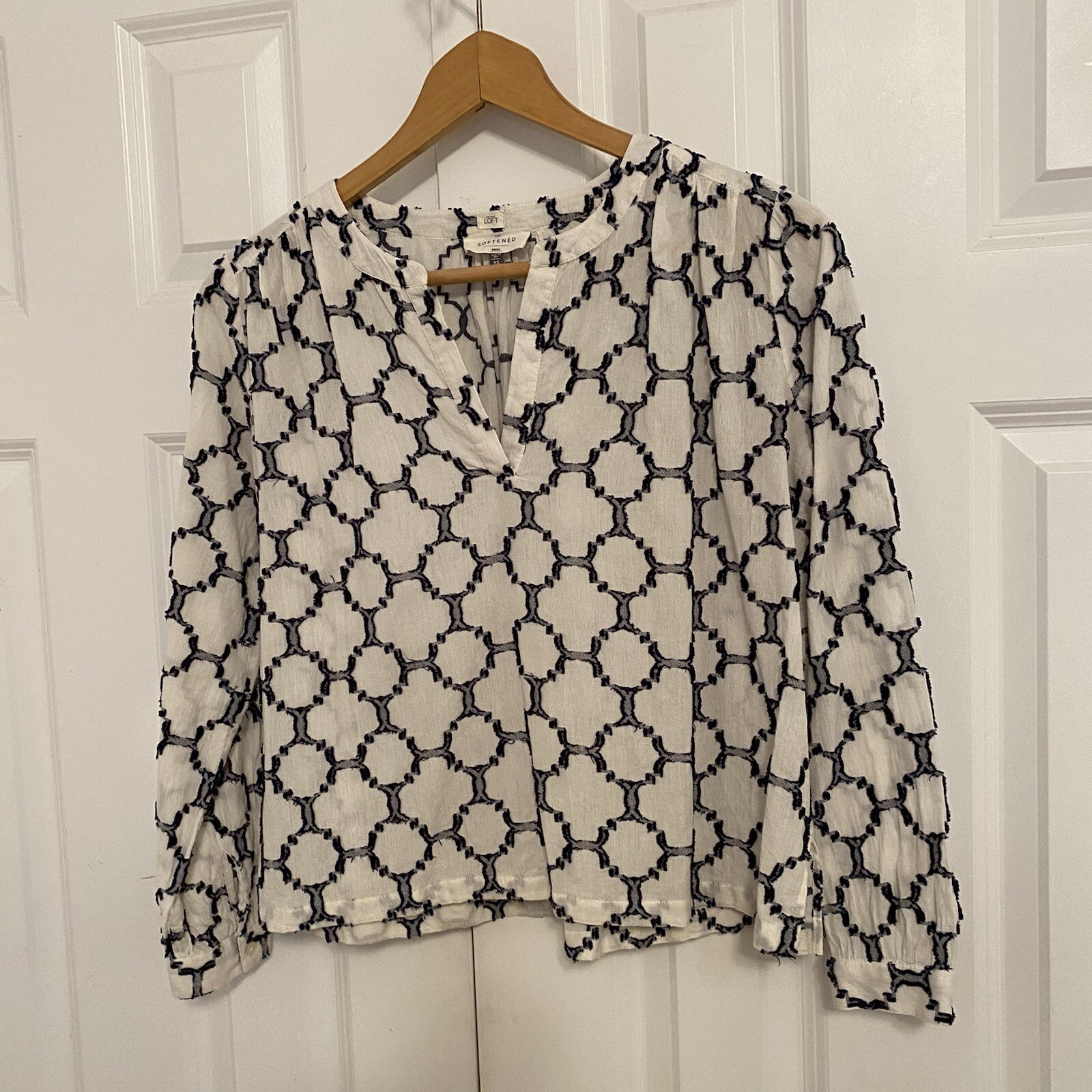 LOFT The Softened Mosaic Pattern Split Neck Relax… - image 1