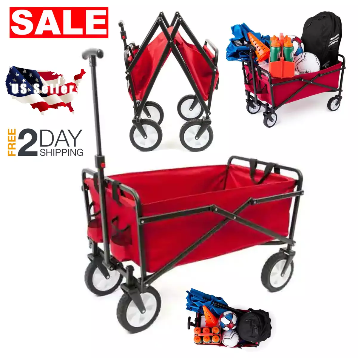 Carro Plegable Carrito De Carga Con Ruedas Multiusos Para Jardin Playa  Compras