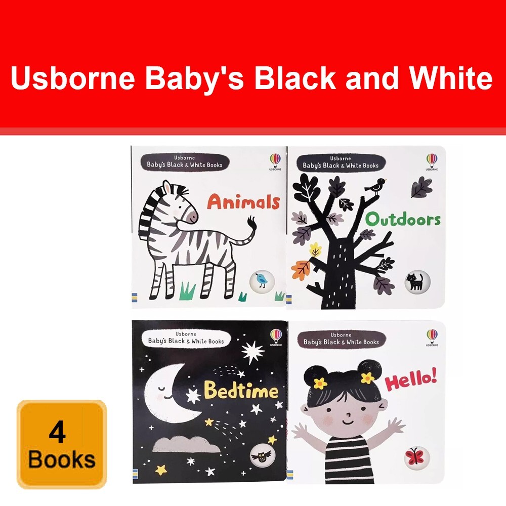 Usborne Baby's Black and White 4 Books Collection Set - Age 2+ Board Book