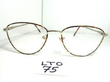 Vtg 80s Unmarked Round Eyeglass Frame Gold Amber 108 LTO-75.1 