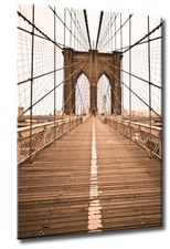 Leinwand Bild New York Seile Brooklyn Bridge Sepia USA