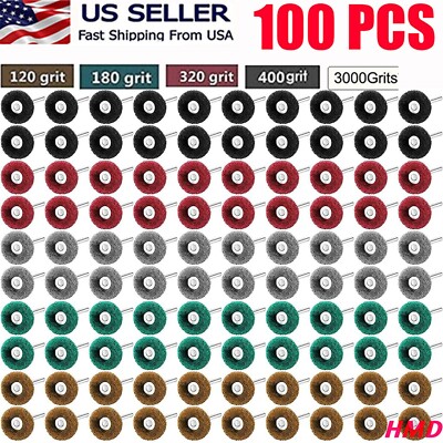 100pc Metal Polishing Buffing Abrasive Wheel Burr Kit Rotary Tool Set For Dremel