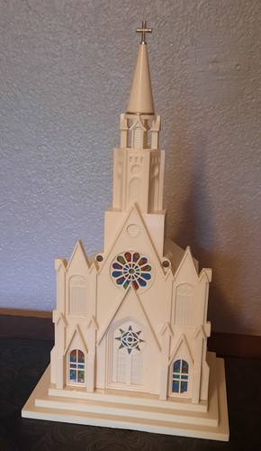 Rare Vintage Raylite/Paramount #177 Illuminated Musical Cathedral Box & Cross