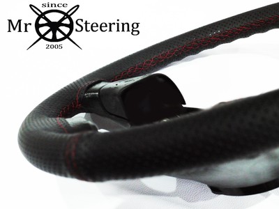 FOR VW GOLF MK3 PERFORATED LEATHER STEERING WHEEL COVER 93-98 DARK RED DOUBLE ST